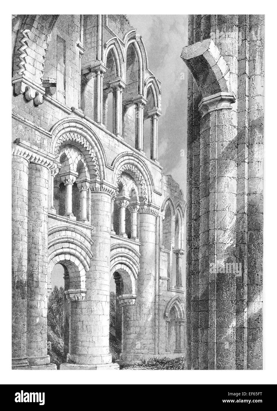 Chorale 1852 ruiné Jedburgh Abbaye Augustinienne Région frontalière Banque D'Images