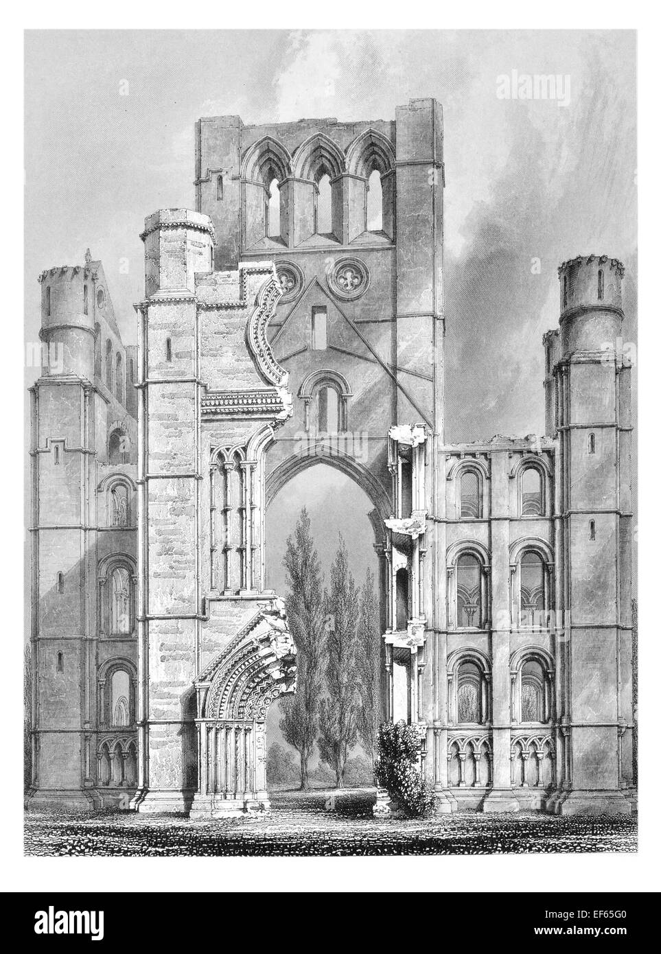 1852 West/Kelso ruinée Abbaye monastère médiéval gothique Tironensian Norman monks Royal Burgh Roxburgh Scottish Borders Banque D'Images