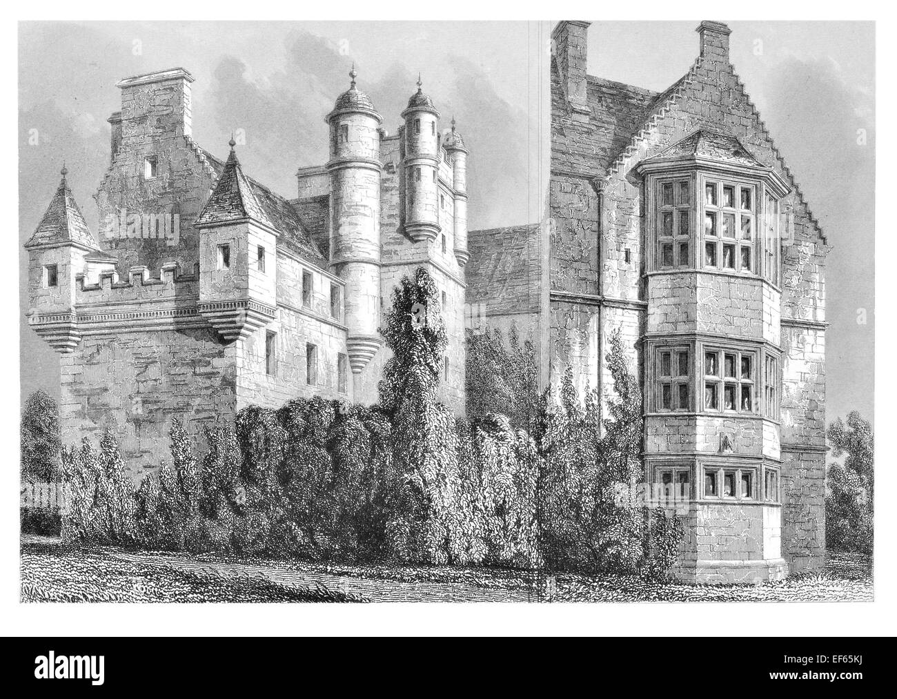 1852 Pinkie Tower House Gables Musselburgh, East Lothian pays siège d'abbés de Dunfermline Banque D'Images