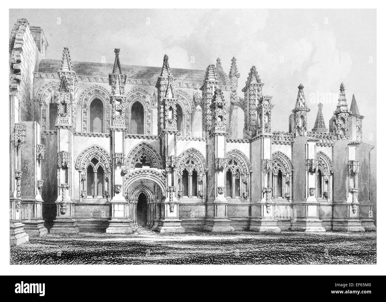 1852 catholique de Rosslyn Chapelle collégiale de St Matthieu Midlothian propriété privée. Banque D'Images