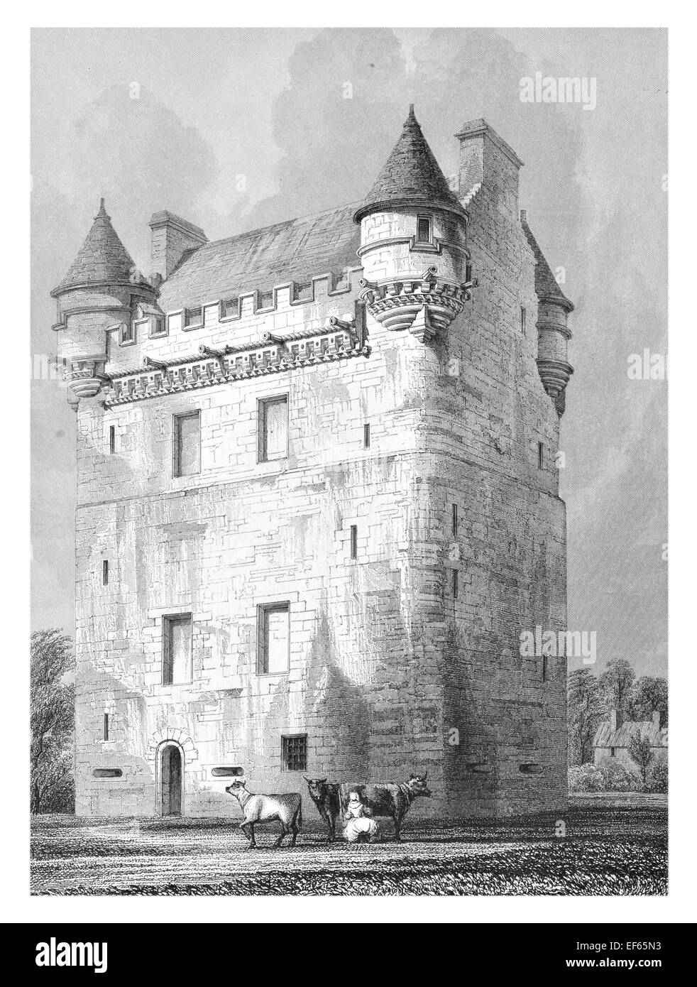 Udny 1852 Castle tower house Pitmedden Aberdeenshire Banque D'Images