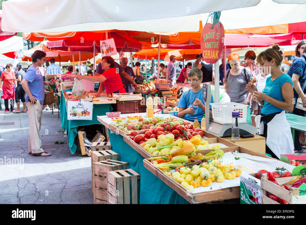 Marché du dimanche en plein air, Ljubljana, Slovénie Banque D'Images