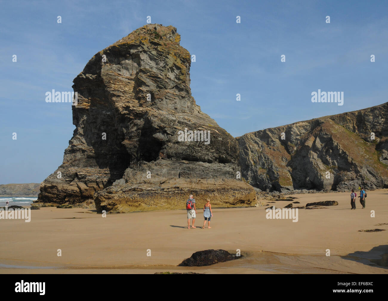 Septembre 2014 Le Bedruthan Steps et plage de Bedruthan, Cornwall. Pic Mike Walker, Mike Walker Images Banque D'Images