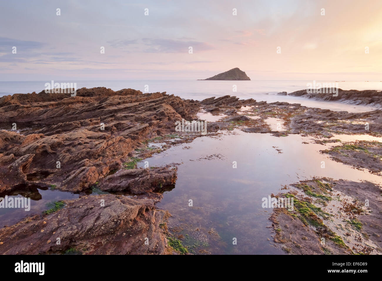 Coucher de soleil sur Wembury, Devon Banque D'Images