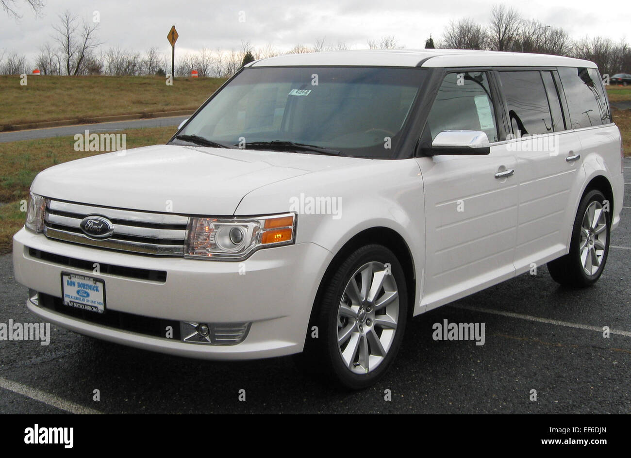 Le Ford Flex Limited 2010 est un VUS multisegment pleine grandeur offrant trois rangées de sièges et un habitacle spacieux et confortable. Propulsé par un moteur V6 de 3,5 litres, le Flex offre une conduite en douceur et un espace utilitaire généreux. Sa conception carrossée distinctive et ses caractéristiques haut de gamme en font un véhicule qui se démarque sur le marché des VUS pleine grandeur. Banque D'Images