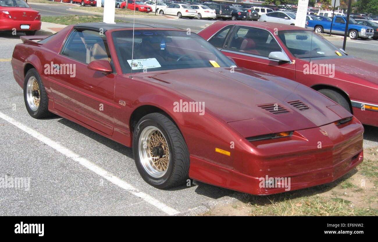 La Pontiac Firebird TRANS Am GTA, produite dans les années 1990, est une musculature haute performance dotée d’un moteur V8 de 5,7 l de 285 chevaux. La TRANS Am GTA offre un style agressif, un moteur puissant et un habitacle confortable et riche en fonctionnalités. Banque D'Images