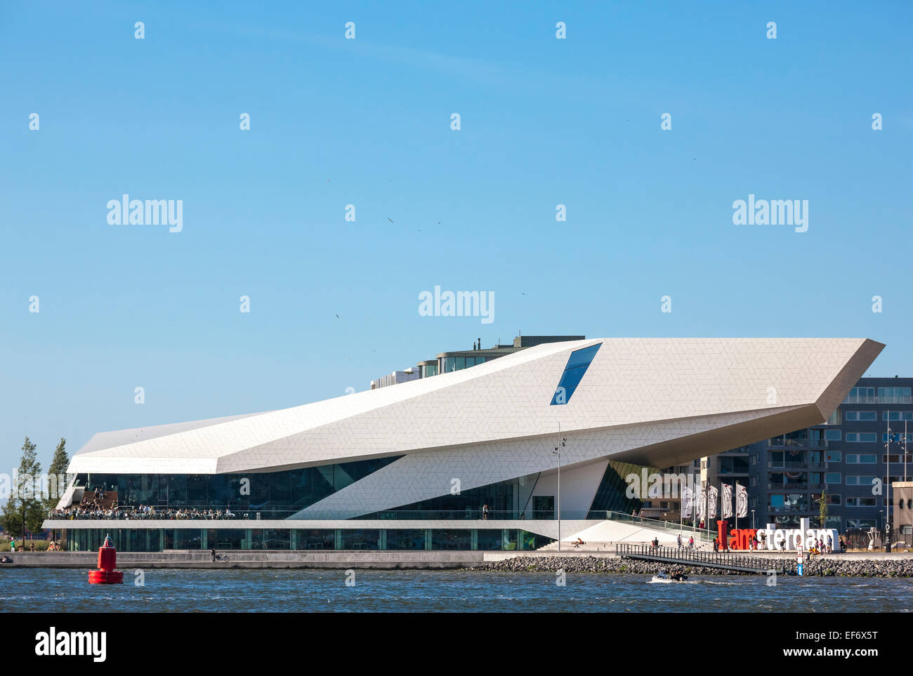 Amsterdam EYE Film Institute Netherlands immeuble sur le nord du front de l'IJ Harbour, Harbour. Musée du cinéma néerlandais. Banque D'Images