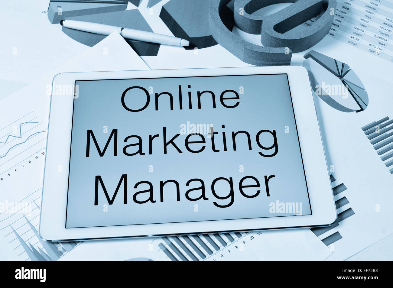 Le texte en ligne marketing manager dans l'écran d'une tablette Banque D'Images