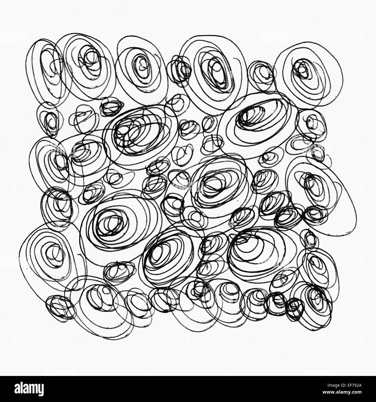 Painted black abstract circles bubbles isolated on white background Banque D'Images