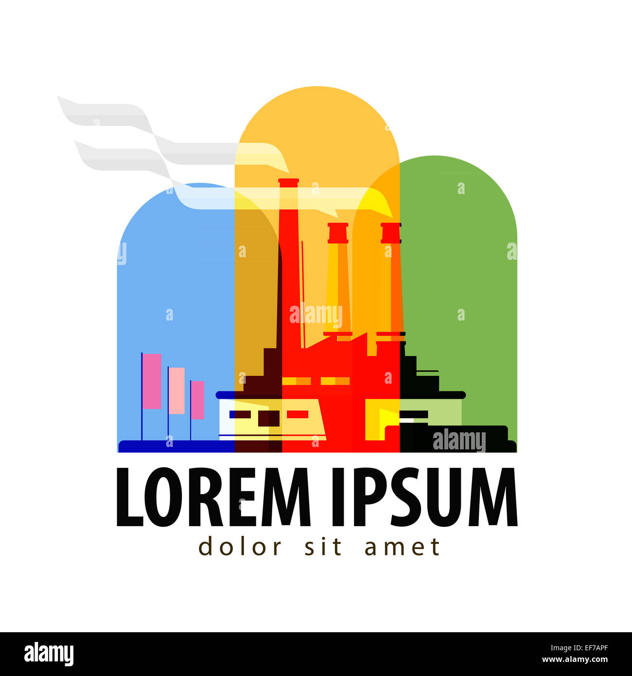 Modèle de conception de logo vector en usine. L'industrie ou l'icône de la production. Banque D'Images