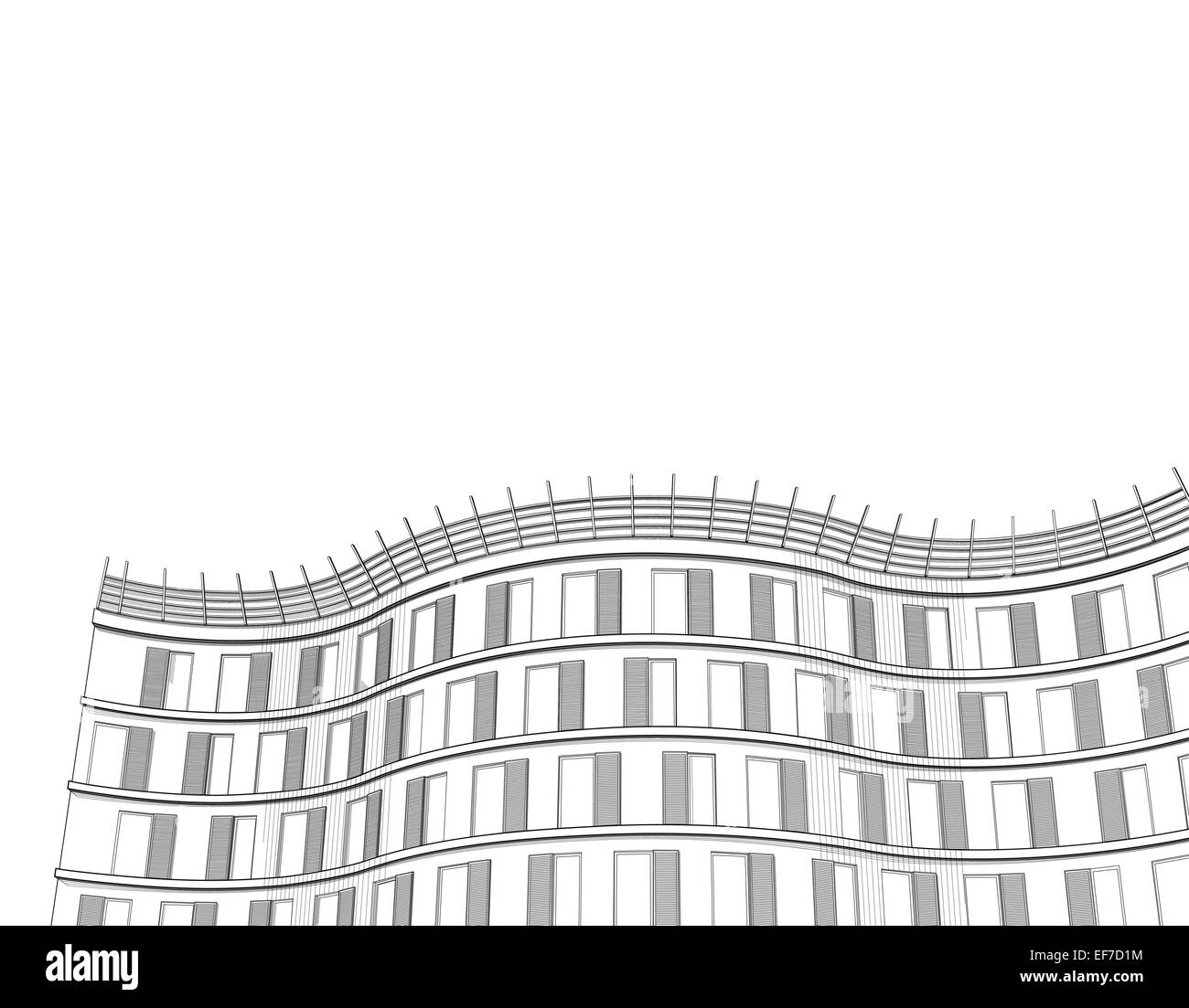 Architecture vecteur fond noir et blanc avec appartement moderne ou bureau immeuble de plusieurs étages Illustration de Vecteur