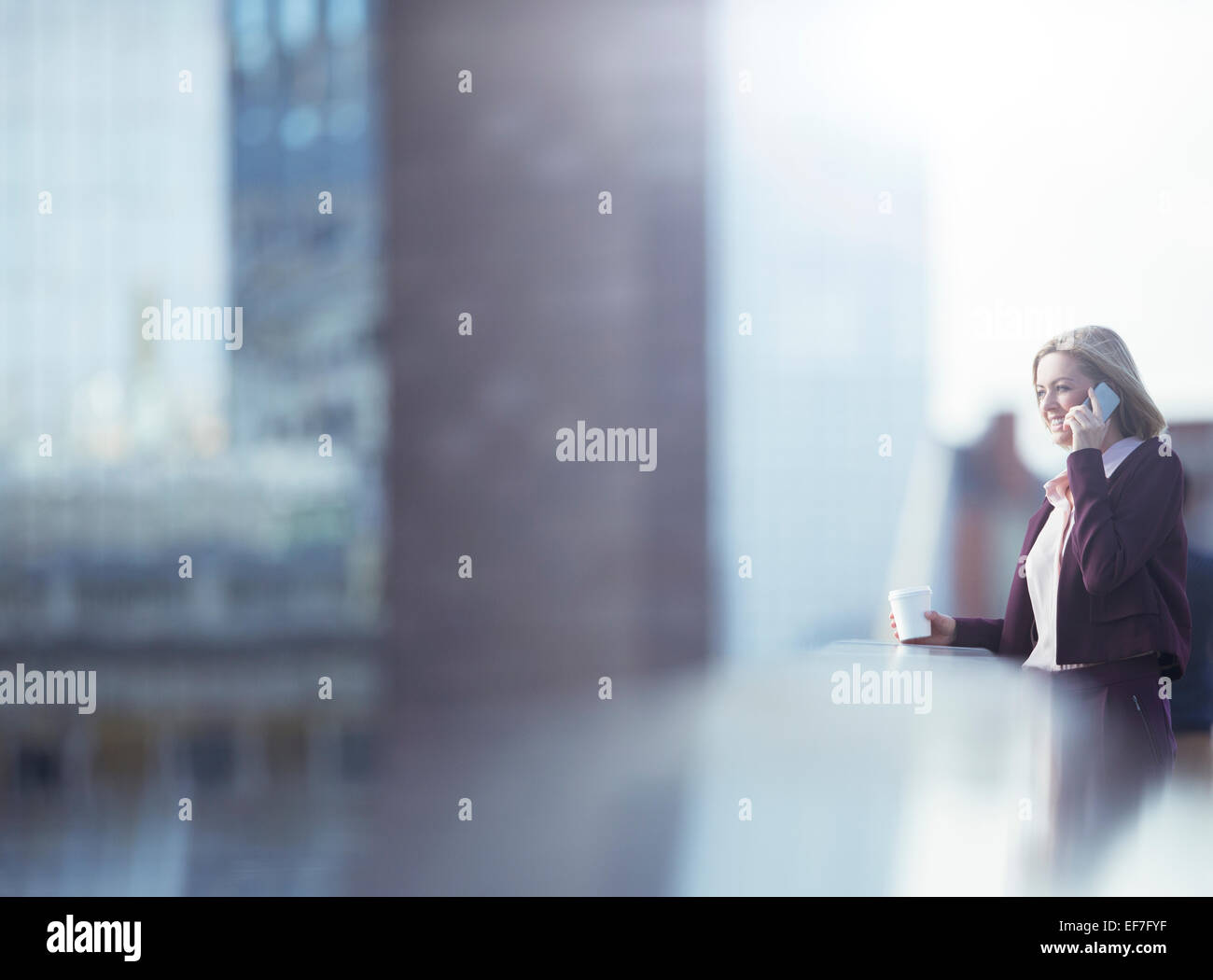 Businesswoman talking on cell phone Banque D'Images