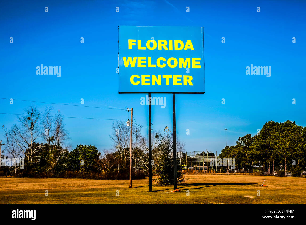 Centre d'accueil de la Floride signer juste en dessous de l'intersection de la I-75 et I-10 Banque D'Images