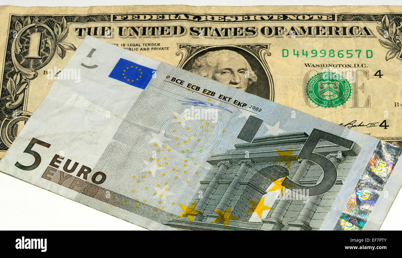 Euro et Dollar Bank Note Banque D'Images