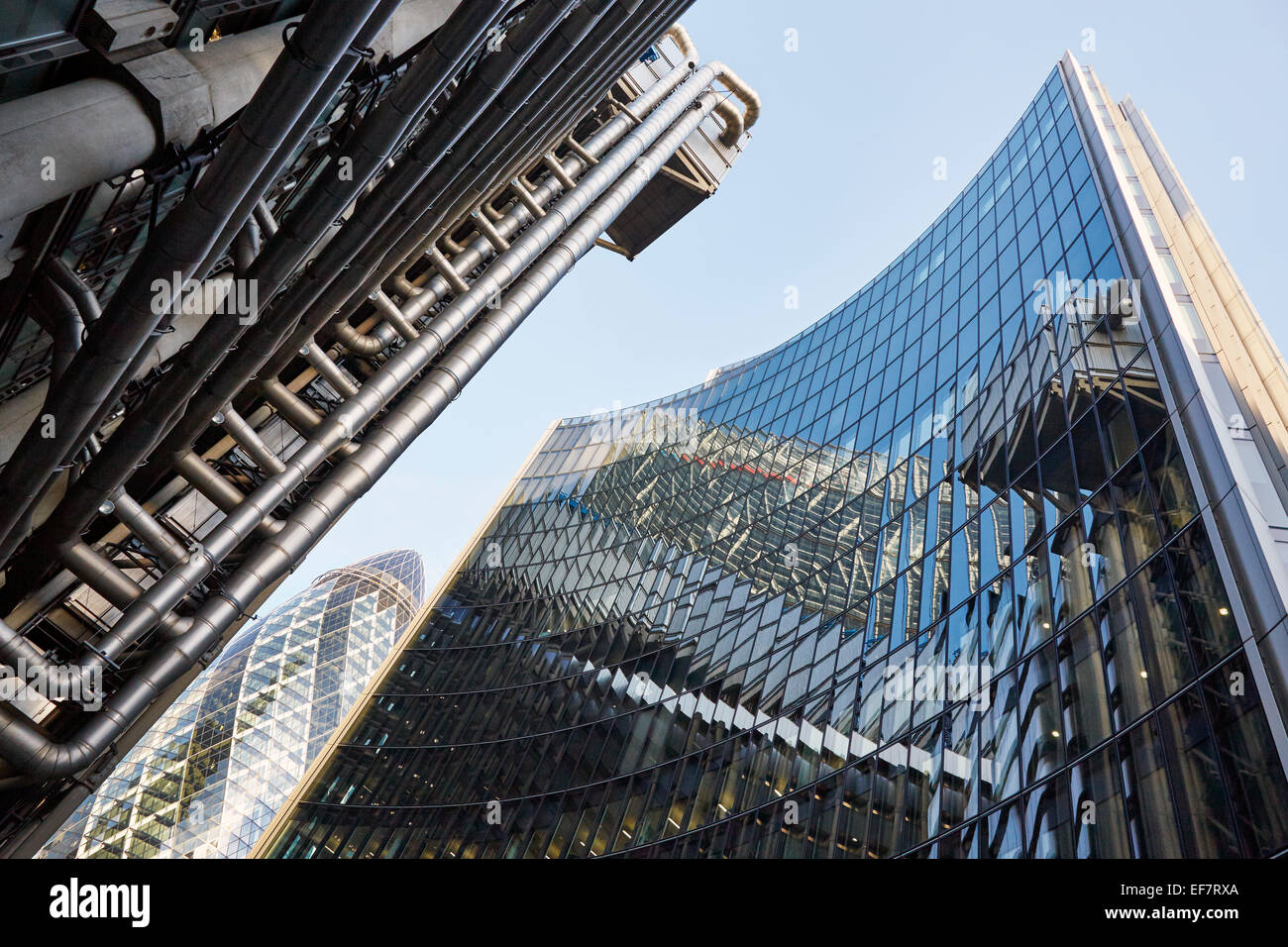 L'édifice Willis, le bâtiment de la Lloyds et le Gherkin in London, England Banque D'Images