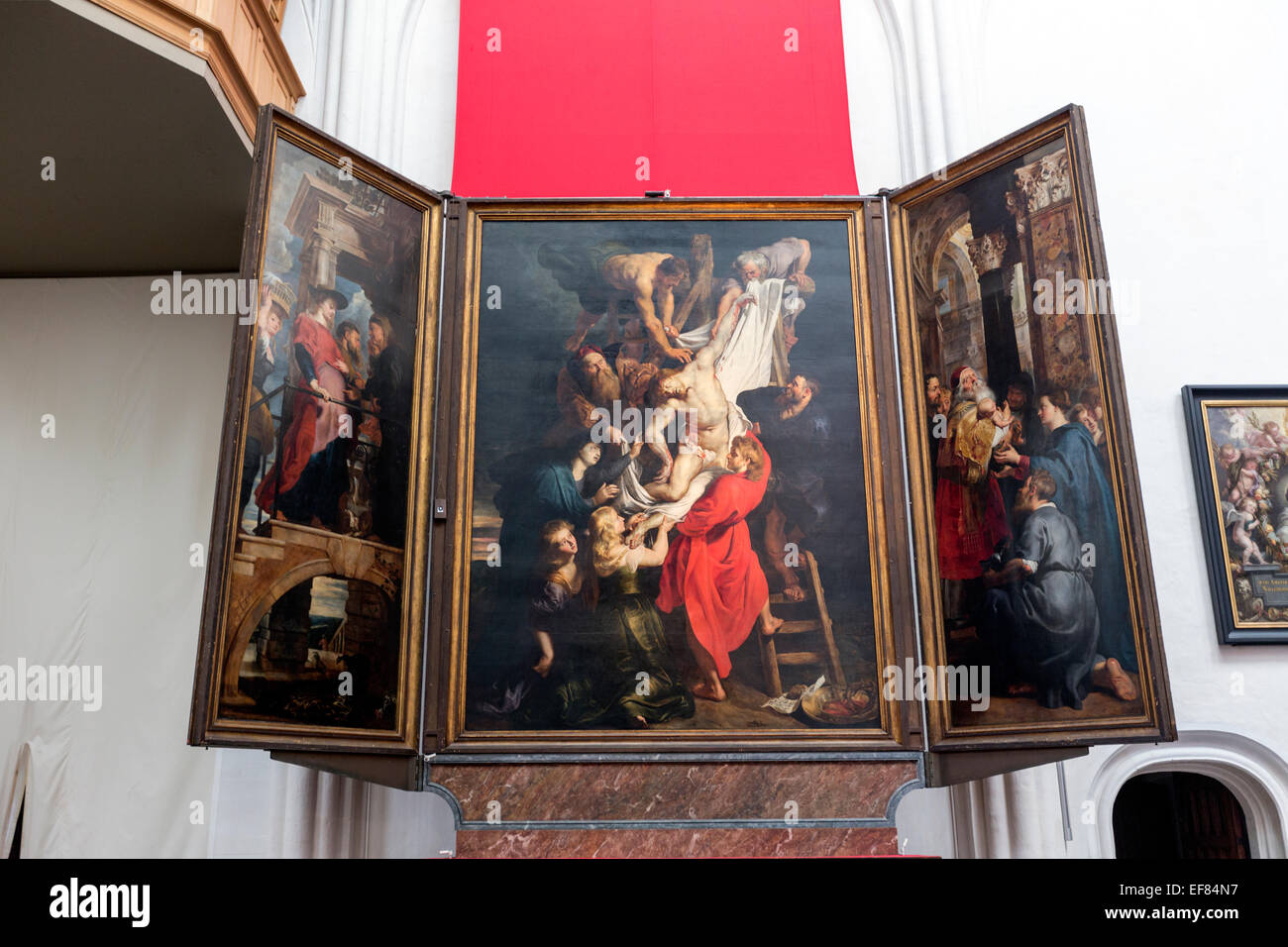 La Descente de croix, panneau central d'un triptyque peint par Peter Paul Rubens Cathédrale Notre-Dame d'Anvers, Banque D'Images