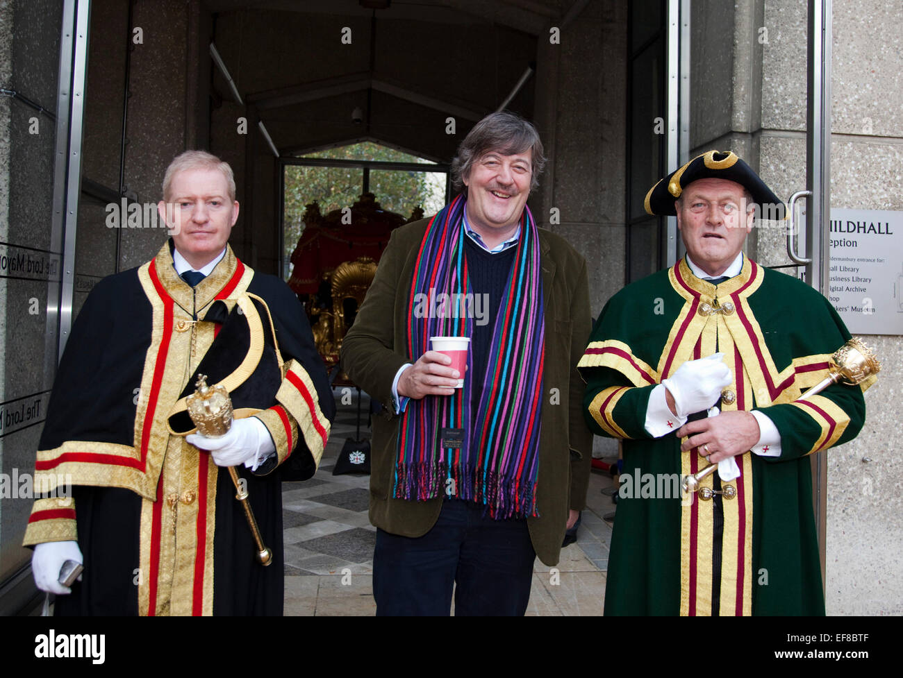Acteur Stephen Fry le tournage d'un documentaire sur l'Éternel Mayor's Show pour la BBC. Lord Mayor's Show 2011. Banque D'Images