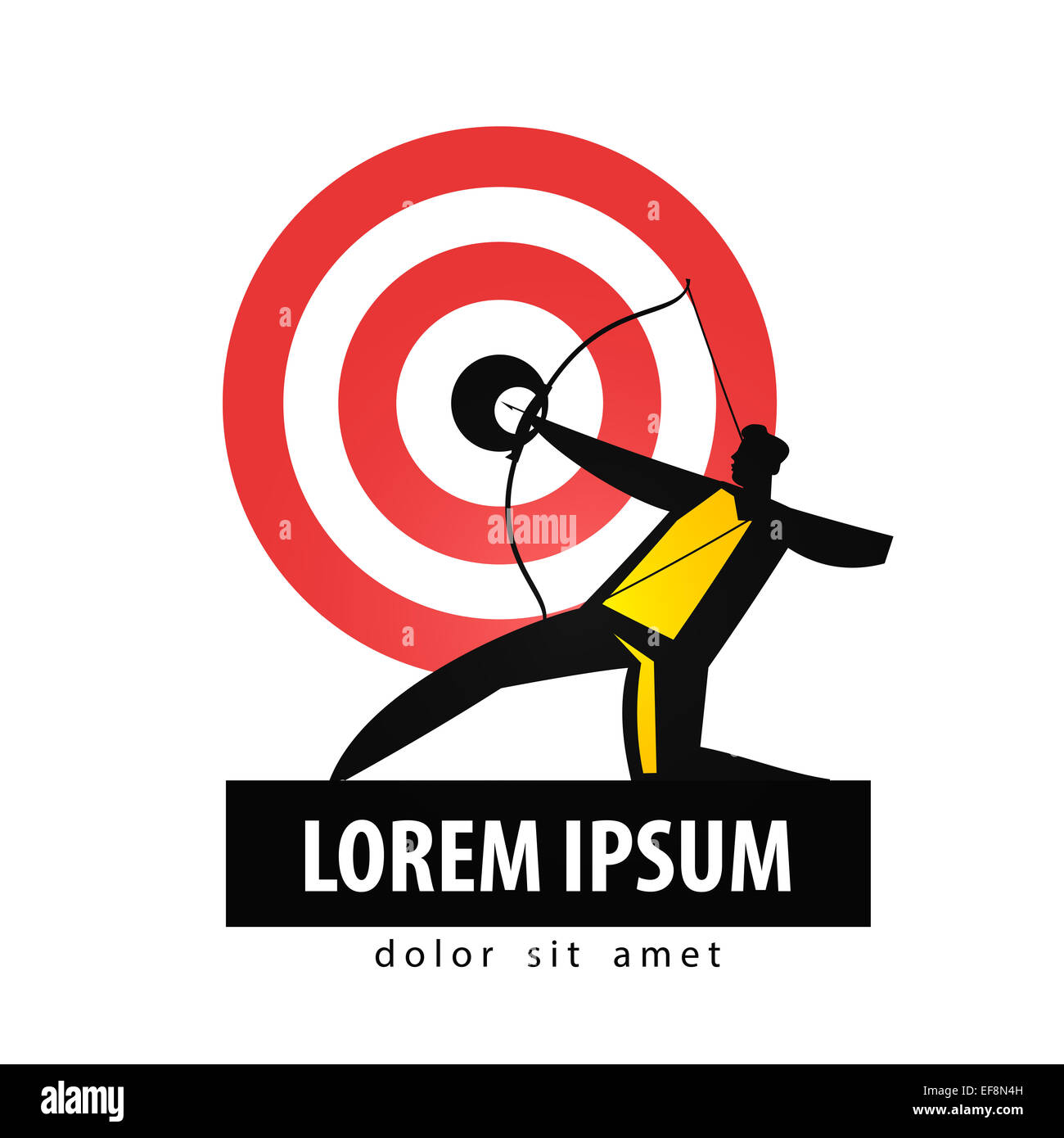 Archer logo vector modèle. Le sport ou l'icône de l'arc et de la flèche. Banque D'Images