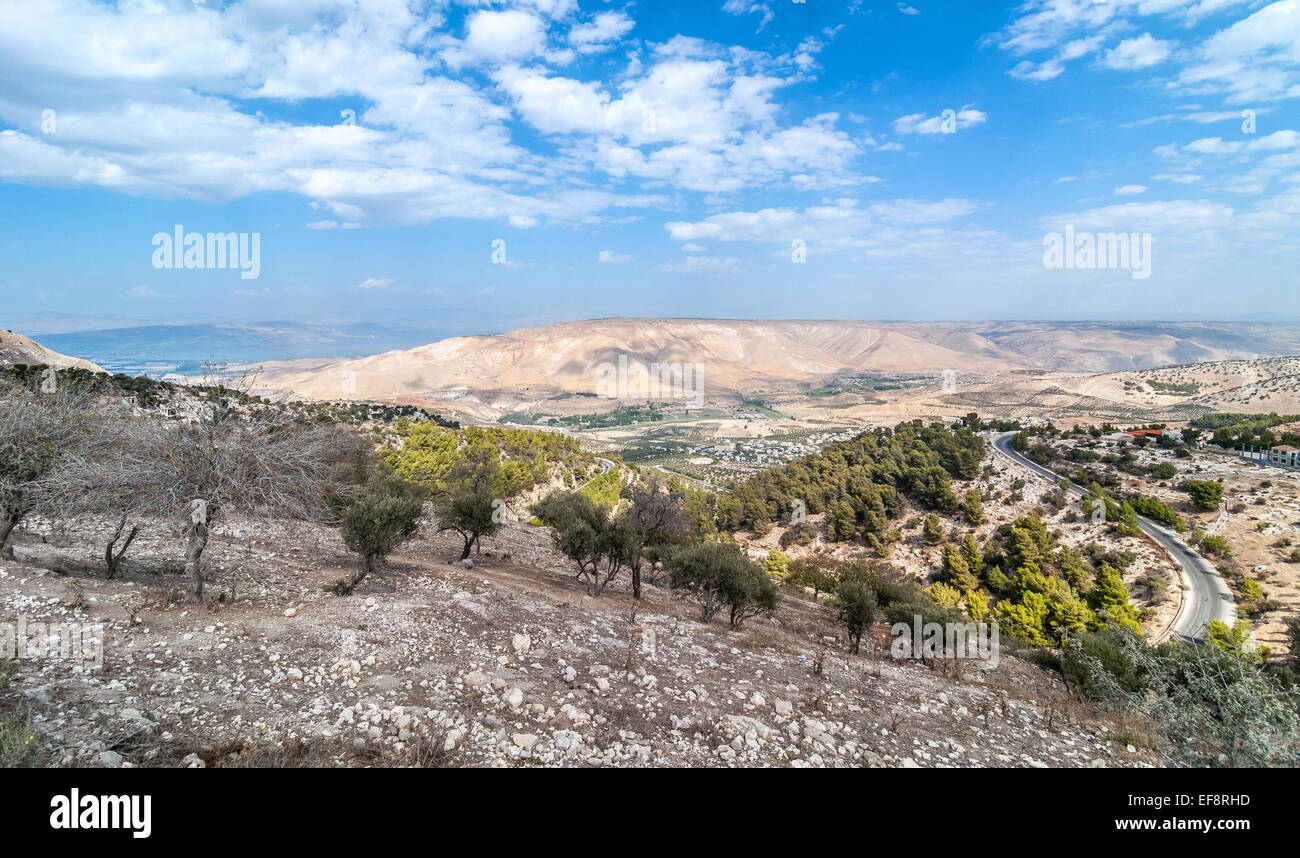 La Jordanie, vue de vers les hauteurs du Golan à jour Banque D'Images