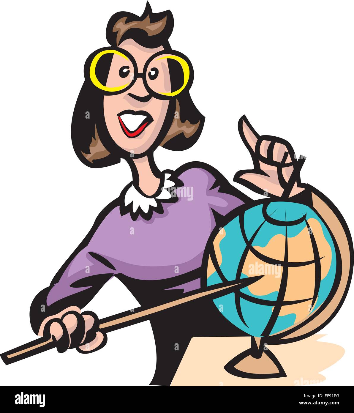 Un enseignant pointant sur un globe Illustration de Vecteur