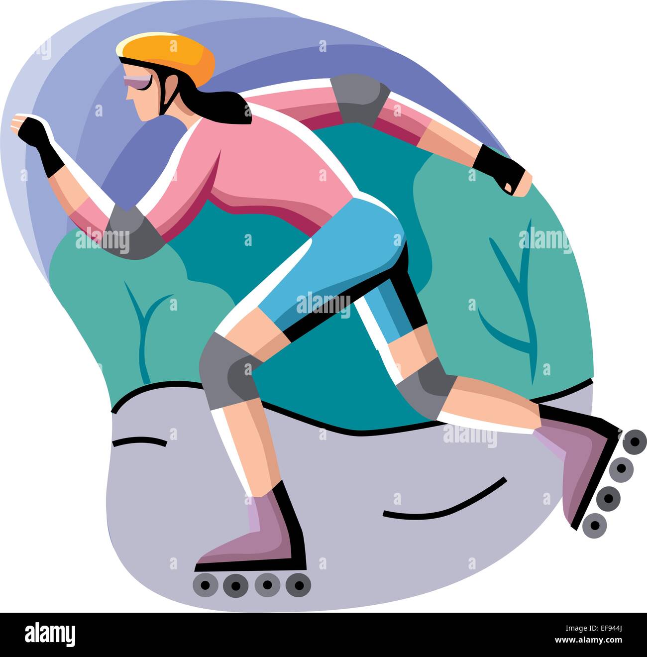 Femme Roller Illustration de Vecteur