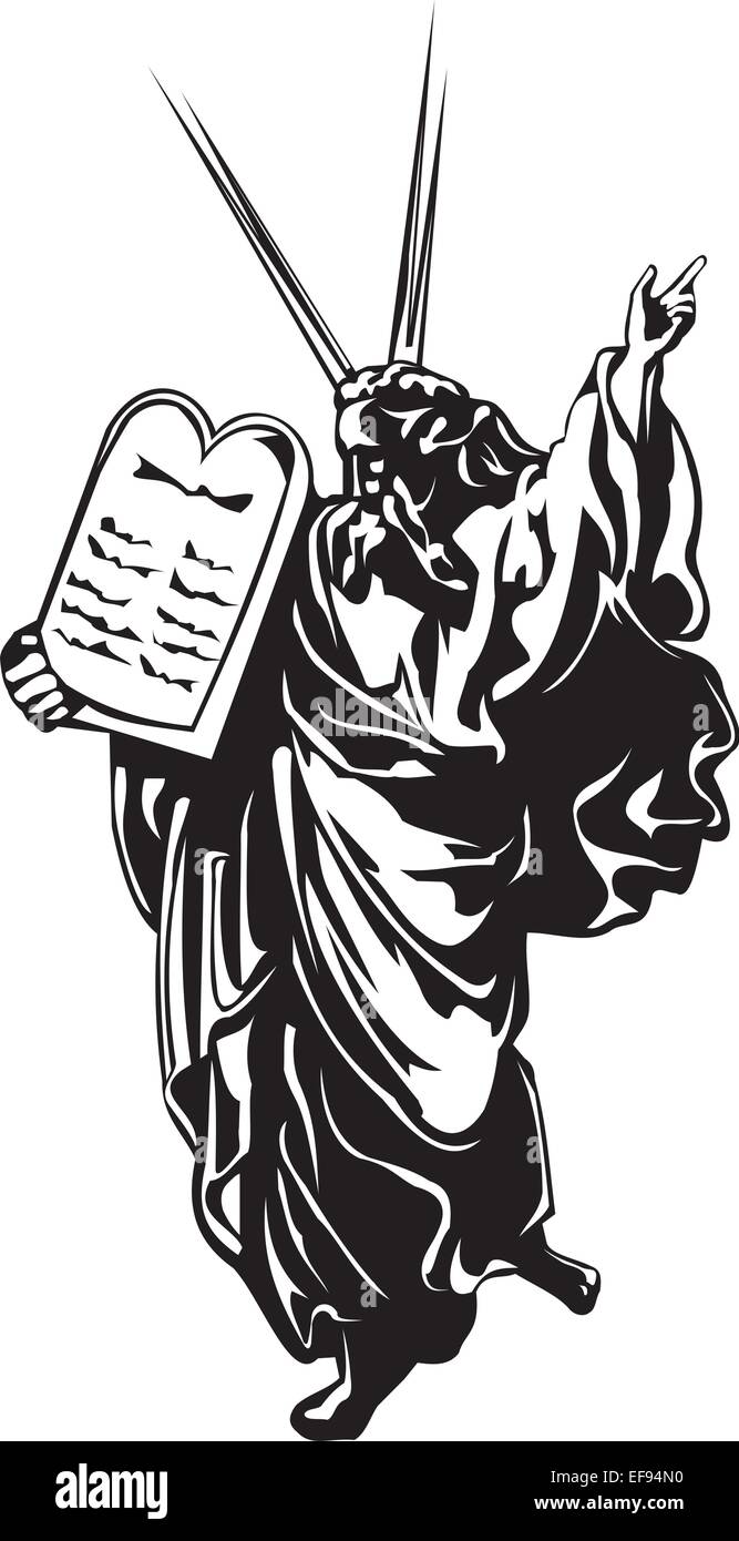 Moïse tenant des tablettes de pierre Illustration de Vecteur