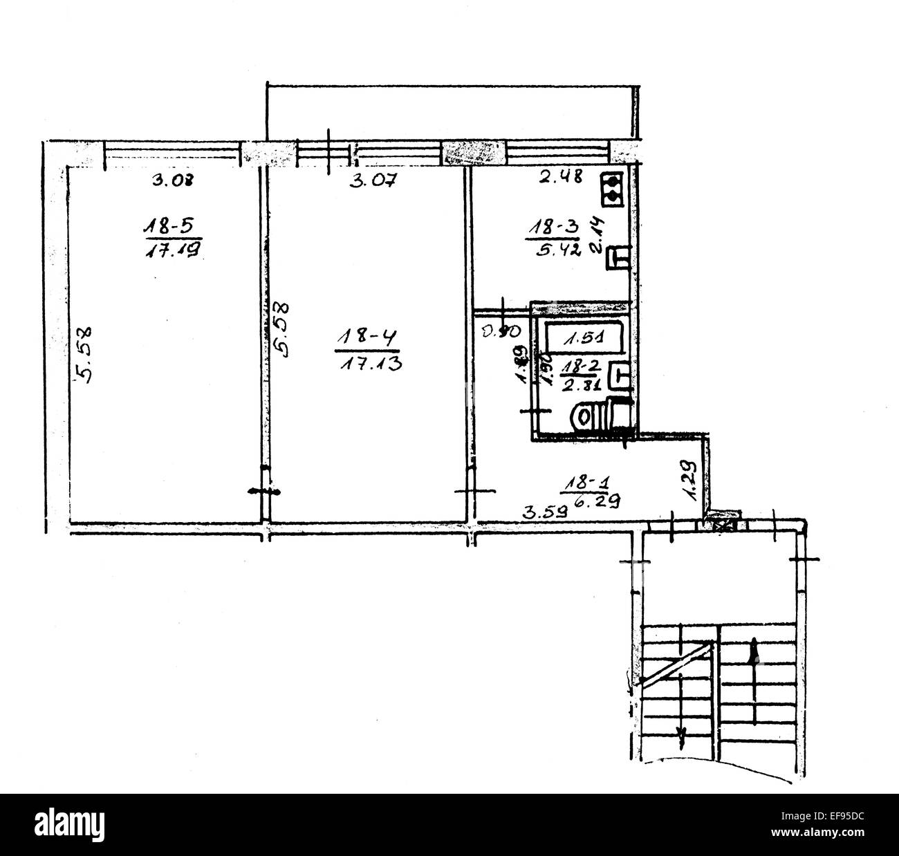 Plan de maison / scheme.illustration noir et blanc Banque D'Images