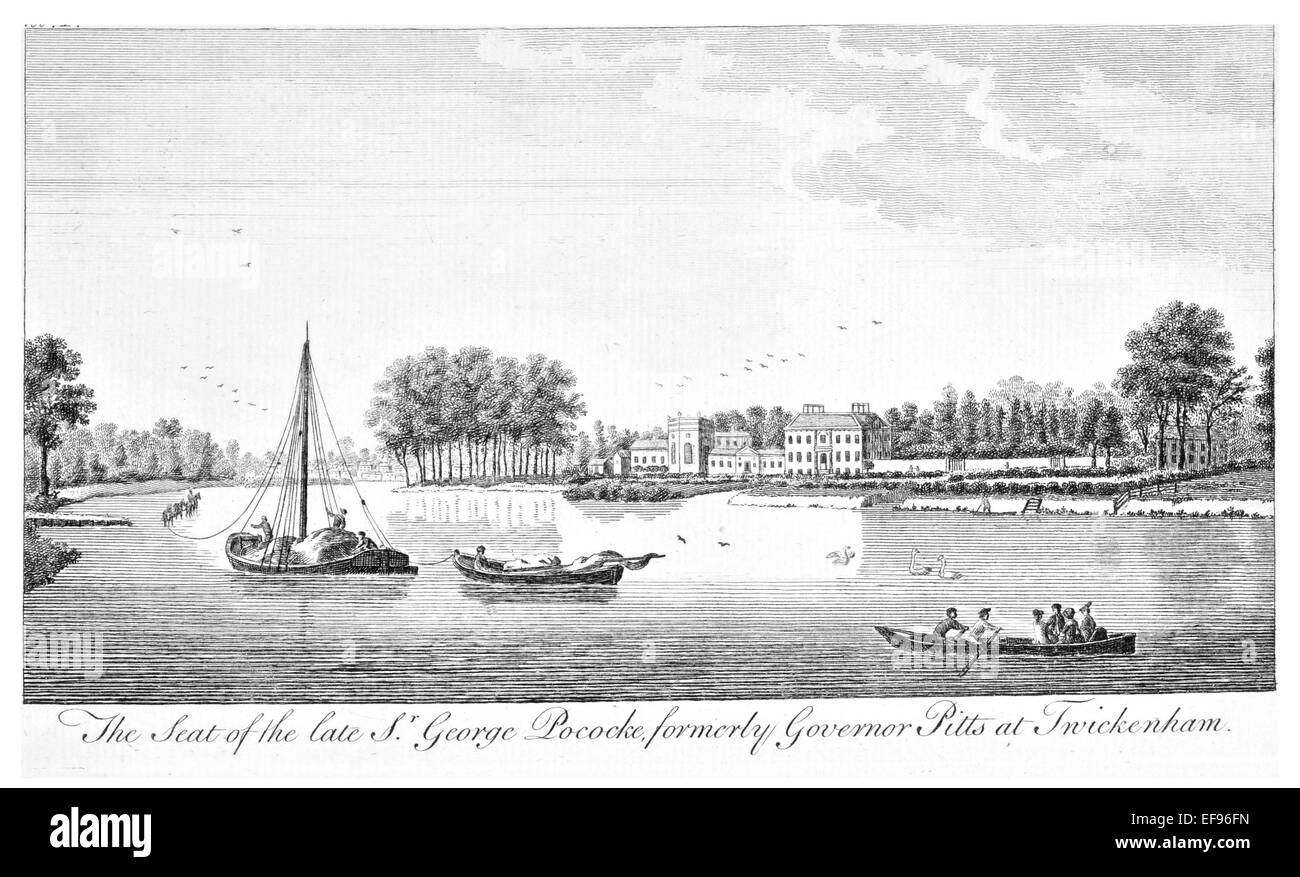 Gravure sur cuivre 1776 beautés du paysage Angleterre plus élégant de magnifiques édifices publics.Seat George Pococke Govenor Pitts Banque D'Images