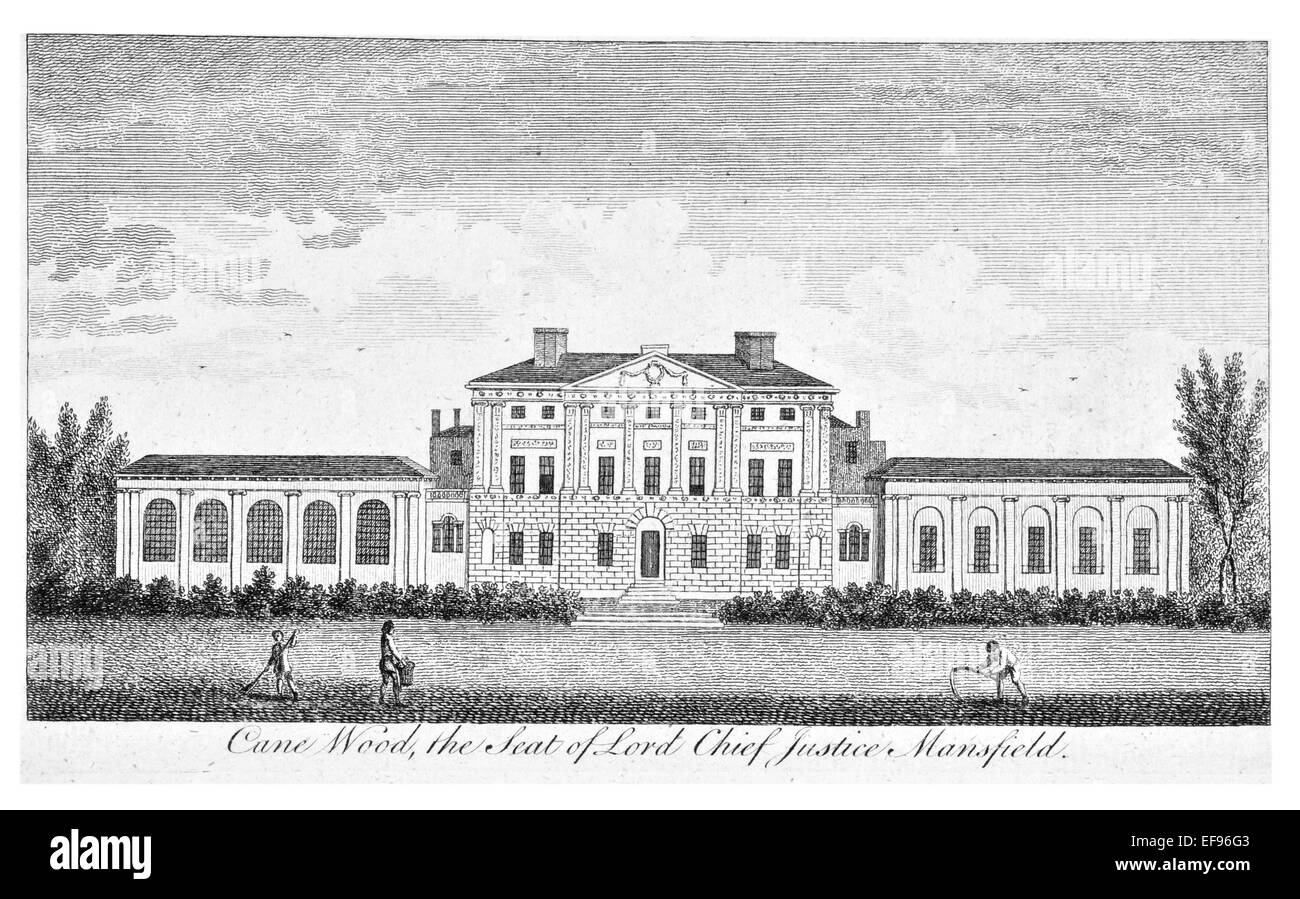 Gravure sur cuivre 1776 beautés du paysage Angleterre plus élégant de magnifiques édifices publics.Canne siège en bois de lord Mansfield Banque D'Images