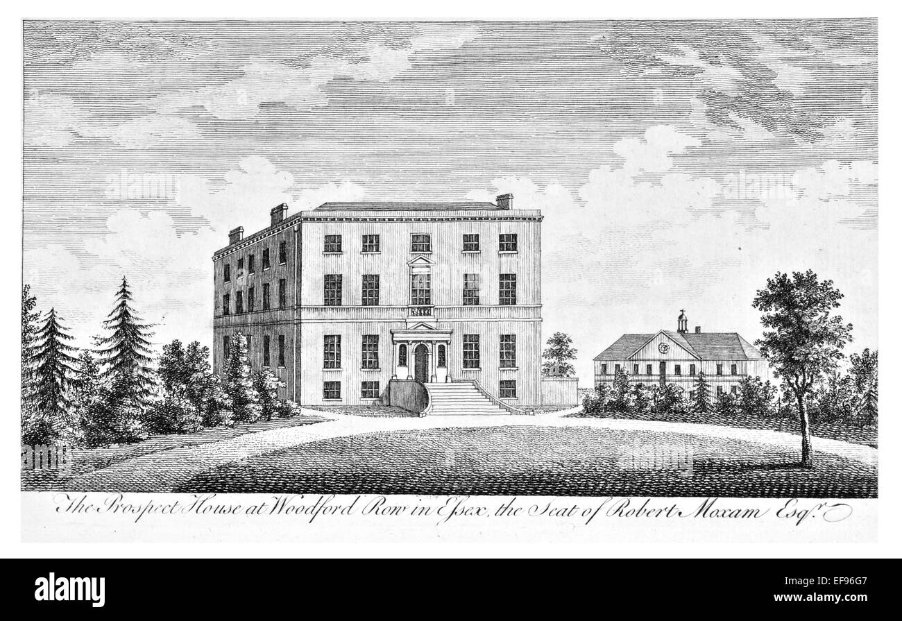 Gravure sur cuivre 1776 beautés du paysage Angleterre plus élégant de magnifiques édifices publics. Prospect house essex ligne woodford Banque D'Images