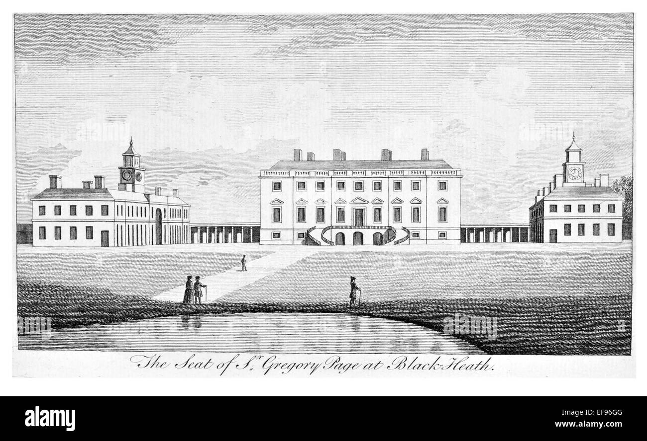 Gravure sur cuivre 1776 beautés du paysage Angleterre plus élégant de magnifiques édifices publics. Page Gregory siège Blackheath London Banque D'Images