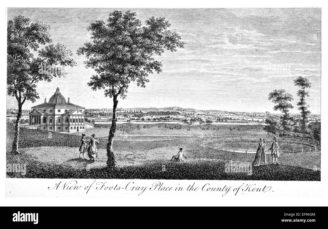 Gravure sur cuivre 1776 beautés du paysage Angleterre plus élégant de magnifiques édifices publics. Cray du pied Place Kent Comté Banque D'Images