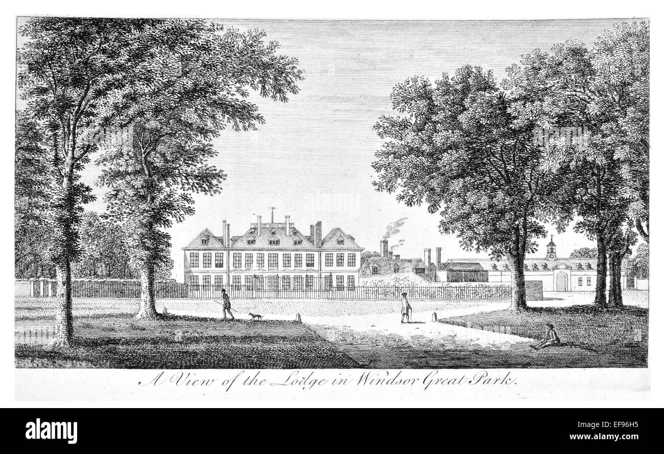 Gravure sur cuivre 1776 beautés du paysage Angleterre plus élégant de magnifiques édifices publics. Windsor Great Park Lodge Banque D'Images
