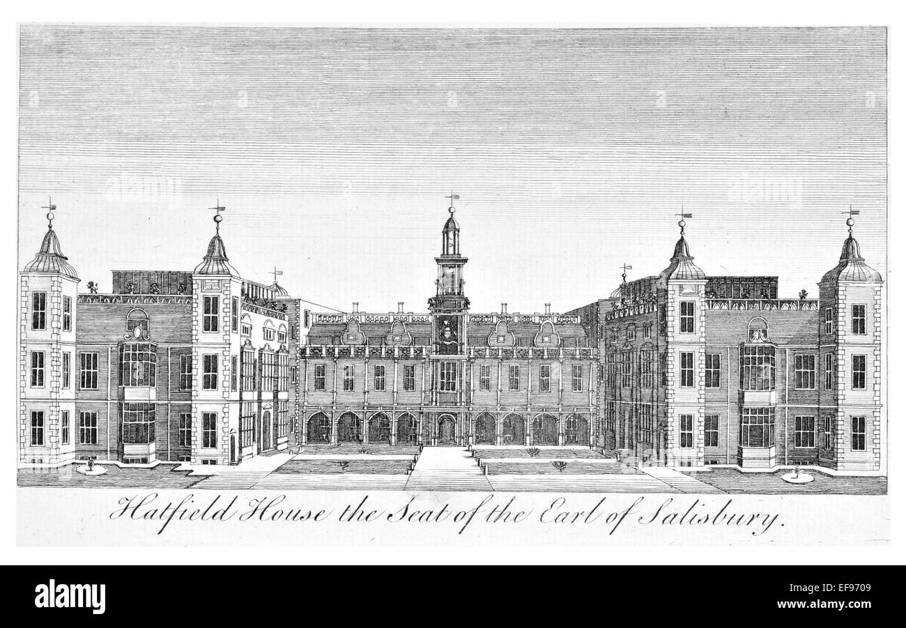 Gravure sur cuivre 1776 beautés du paysage Angleterre plus élégant de magnifiques édifices publics. Earl de Hatfield House Salisbury Banque D'Images