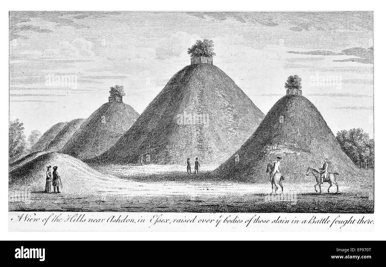 Gravure sur cuivre 1776 beautés du paysage Angleterre plus élégant de magnifiques édifices publics. Collines collines exploitation Bartlow Ashdon Essex Banque D'Images