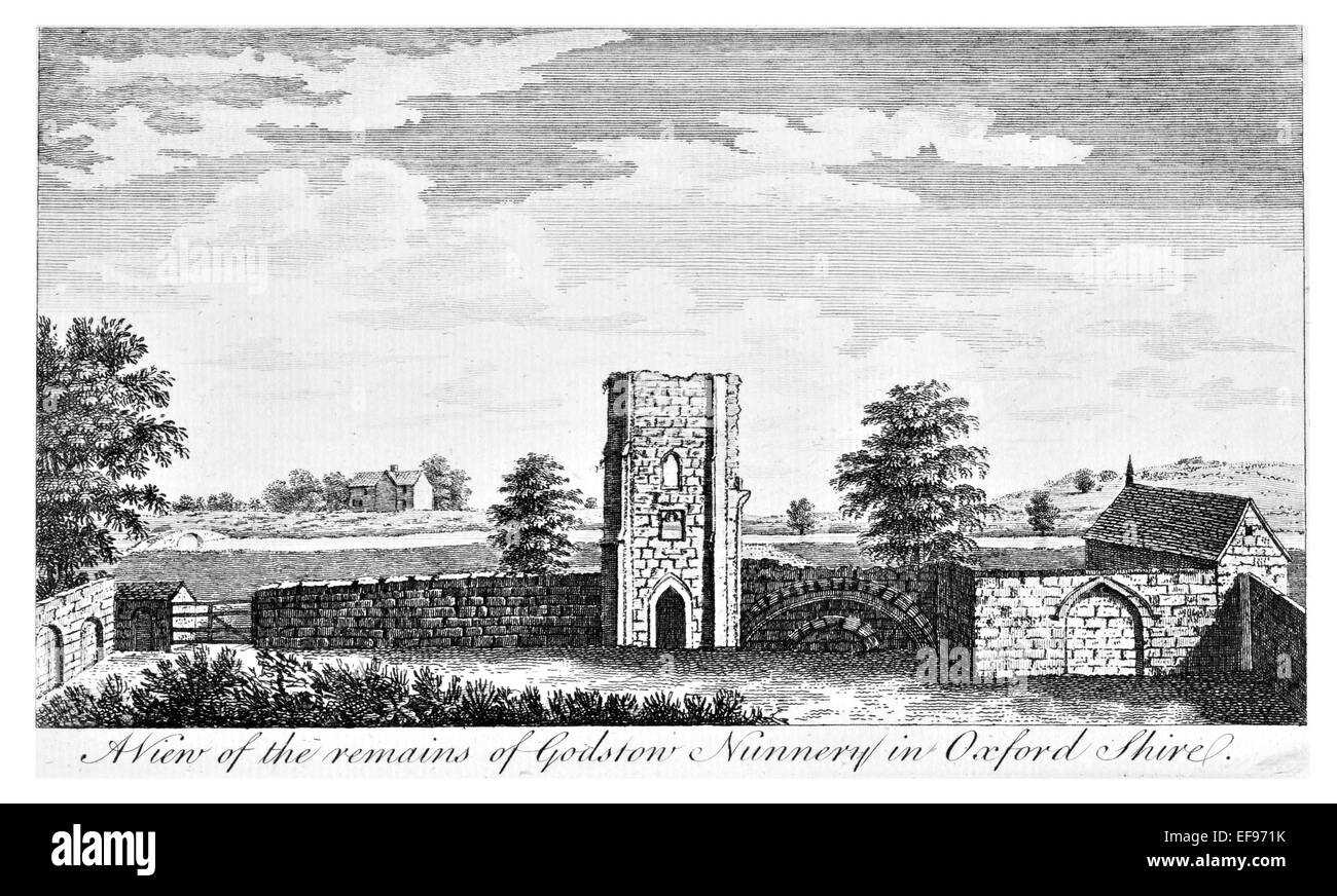 Gravure sur cuivre 1776 beautés du paysage Angleterre plus élégant de magnifiques édifices publics. Godstow Antiq Oxfordshire Banque D'Images
