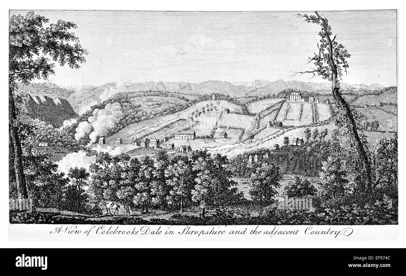 Gravure sur cuivre 1776 beautés du paysage Angleterre plus élégant de magnifiques édifices publics Colebrooke Dale Shropshire Banque D'Images