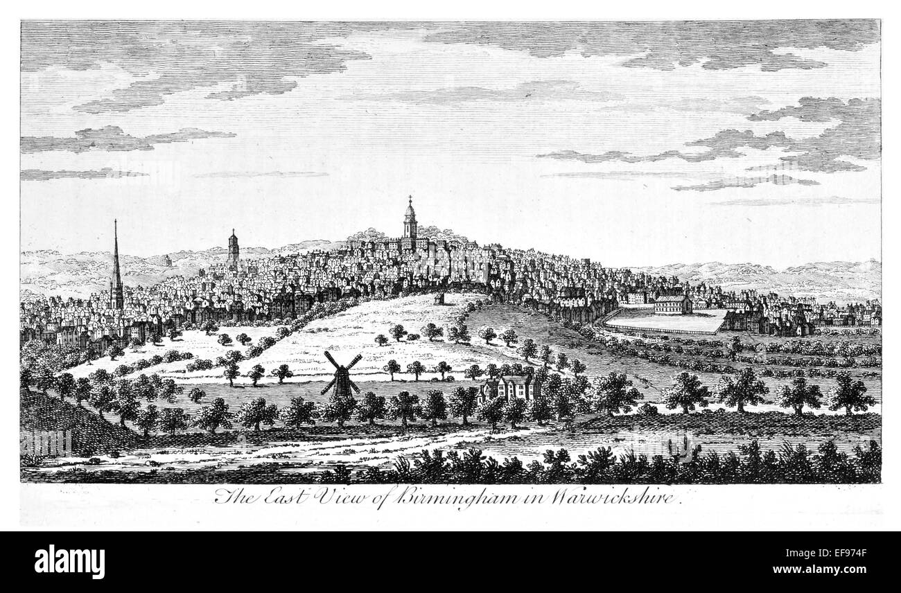 Gravure sur cuivre 1776 beautés du paysage Angleterre plus élégant de magnifiques édifices publics Birmingham City Warwickshire Banque D'Images