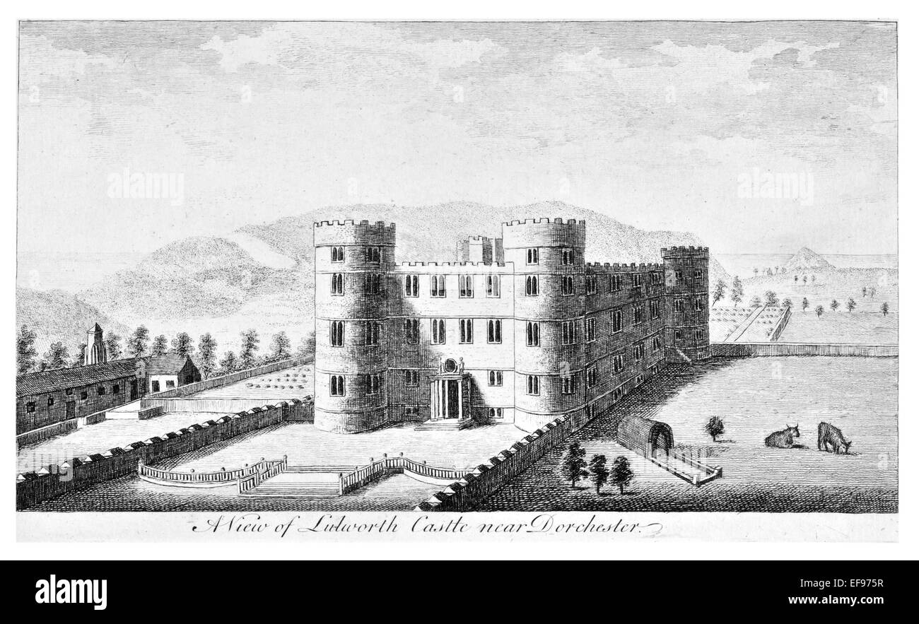 Gravure sur cuivre 1776 beautés du paysage Angleterre plus élégants édifices publics magnifique château de Lulworth Dorchester. Banque D'Images