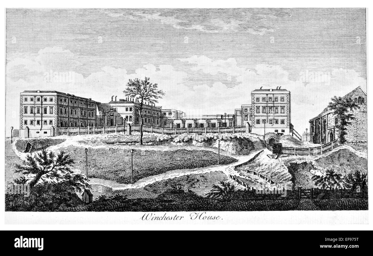 Gravure sur cuivre 1776 beautés du paysage Angleterre plus élégant de magnifiques édifices publics Winchester house.King's Palace Banque D'Images