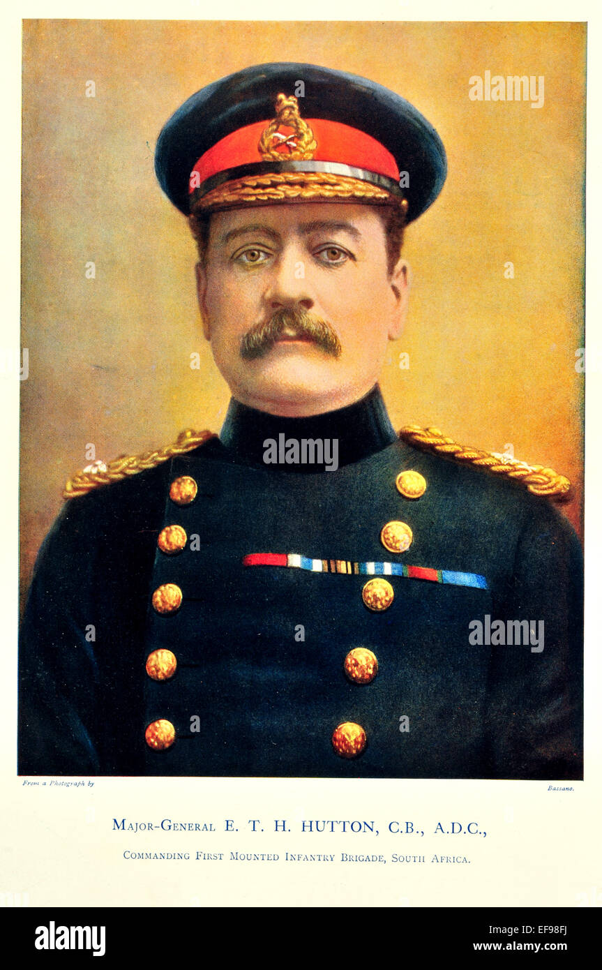 Célébrités de l'Armée Le Général de 1900 E T H Hutton C B A D C commandant la 1ère Brigade d'infanterie montée de l'Afrique du Sud Banque D'Images