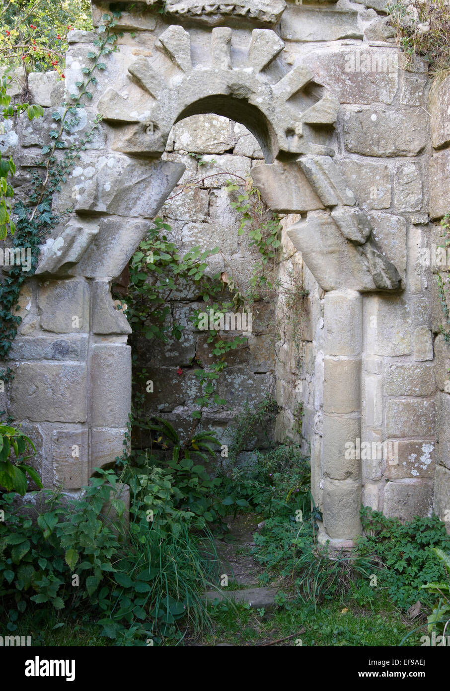 L'Abbaye de Jervaulx ruine porte à près de Masham, Yorkshire du Nord Banque D'Images