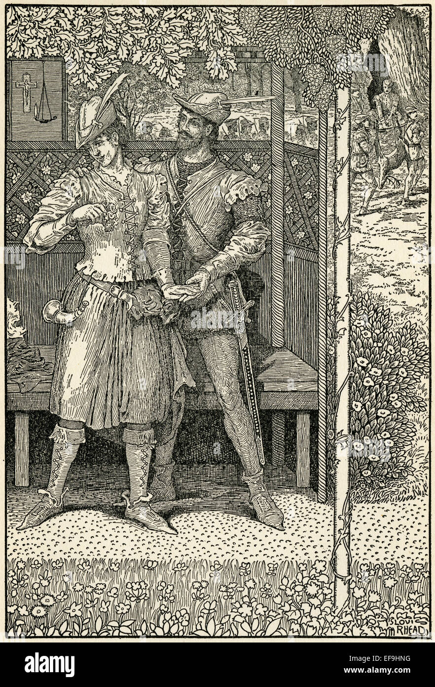 Robin des Bois et Marianne dans la verdure. Banque D'Images