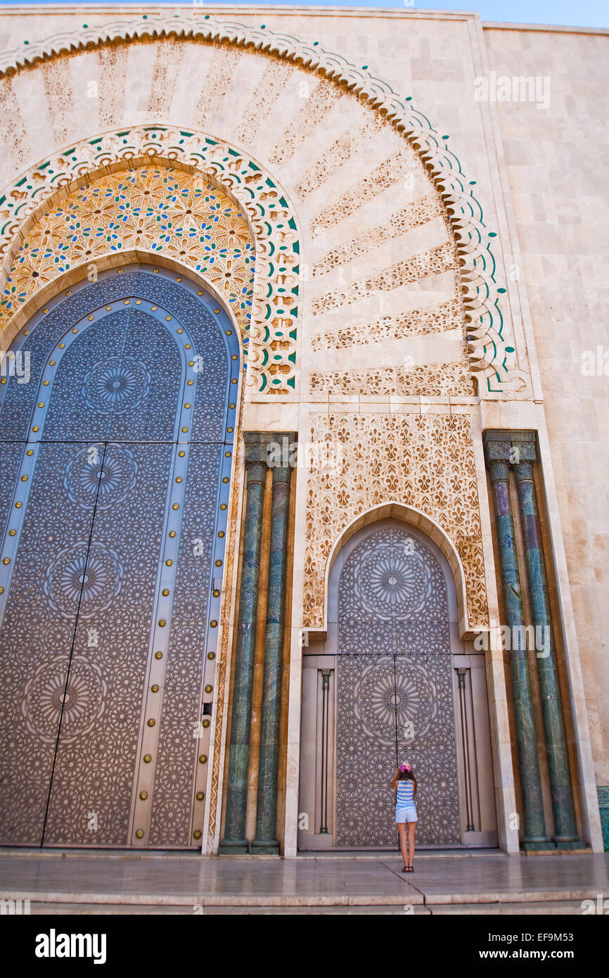 Close Up de mosquée Hassan II à Casablanca Banque D'Images