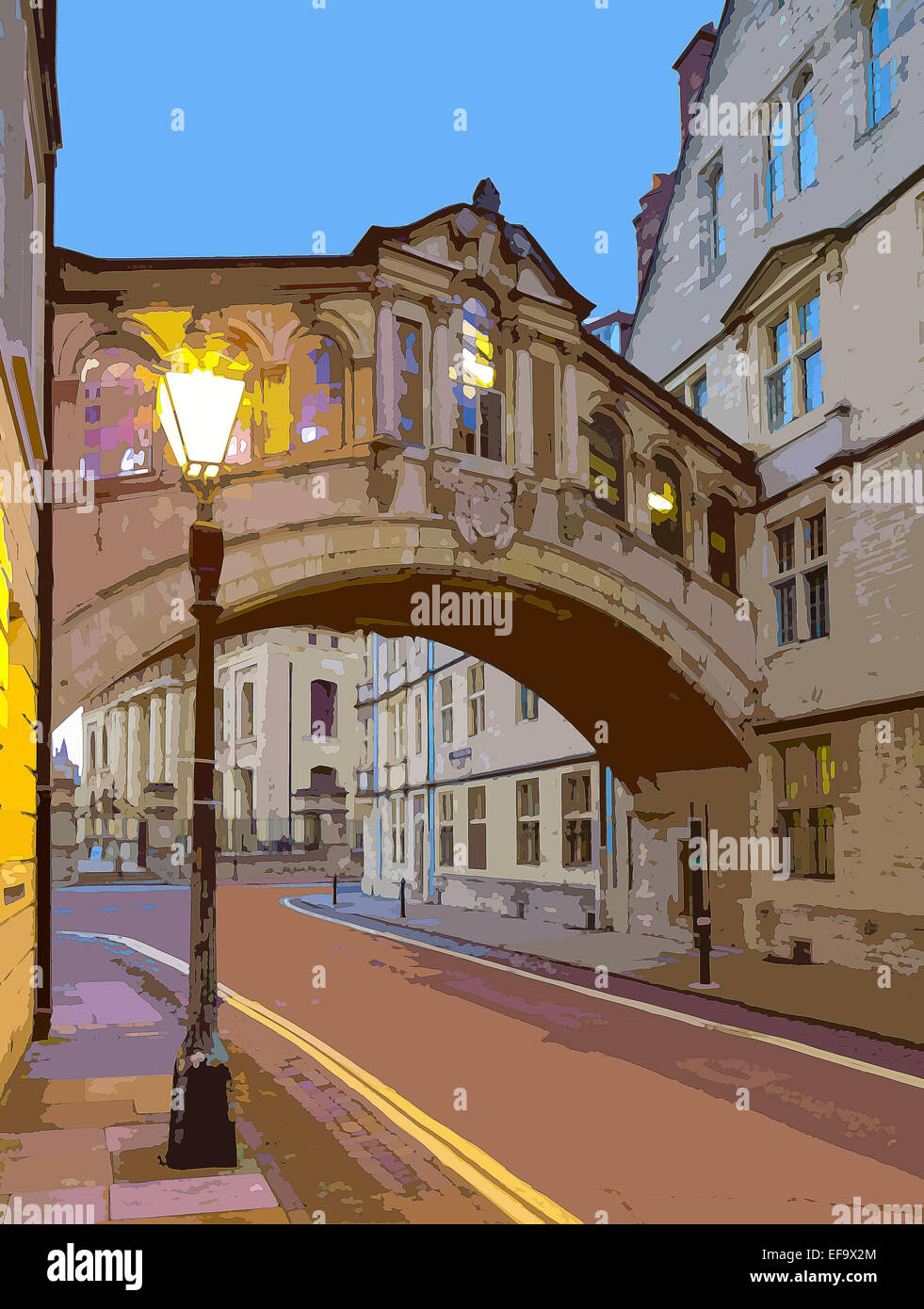 Une interprétation du style poster le Pont des Soupirs, Oxford, Oxfordshire, England, UK Banque D'Images