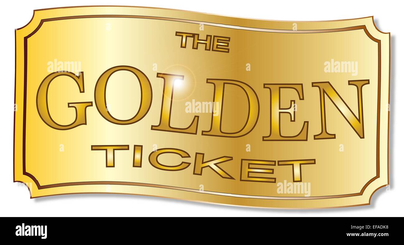 Un ticket gagnant d'or sur un fond blanc Photo Stock - Alamy