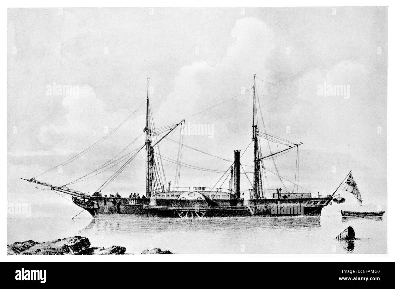 Navire à vapeur H.M. Alban 10 gun Brig Premier paquebot de la Marine royale 1860 rebutée Banque D'Images