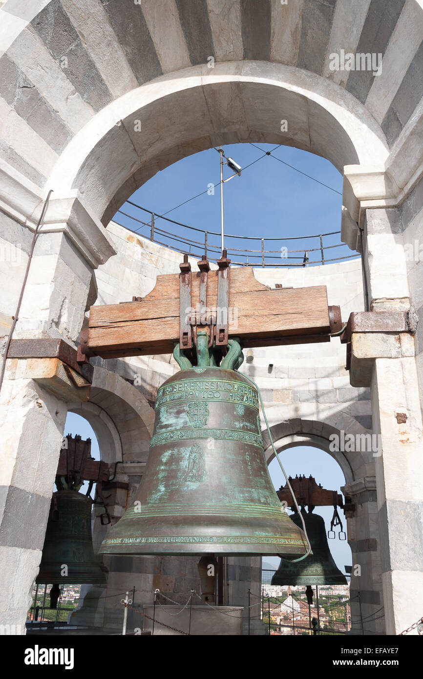 Bell en haut de la Tour de Pise Banque D'Images