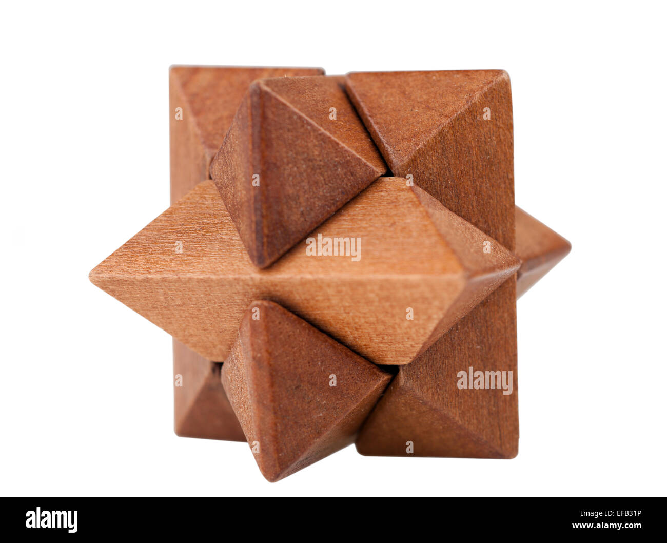 Puzzle en bois en forme d'étoile Banque D'Images