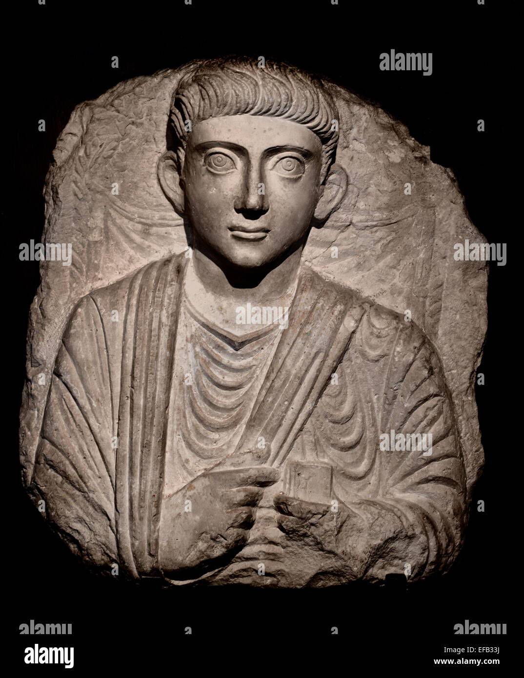 Reliefs funéraires avec buste de l'homme provenant de Palmyre 2 siècle ( Musée du Vatican Rome Italie ) Banque D'Images